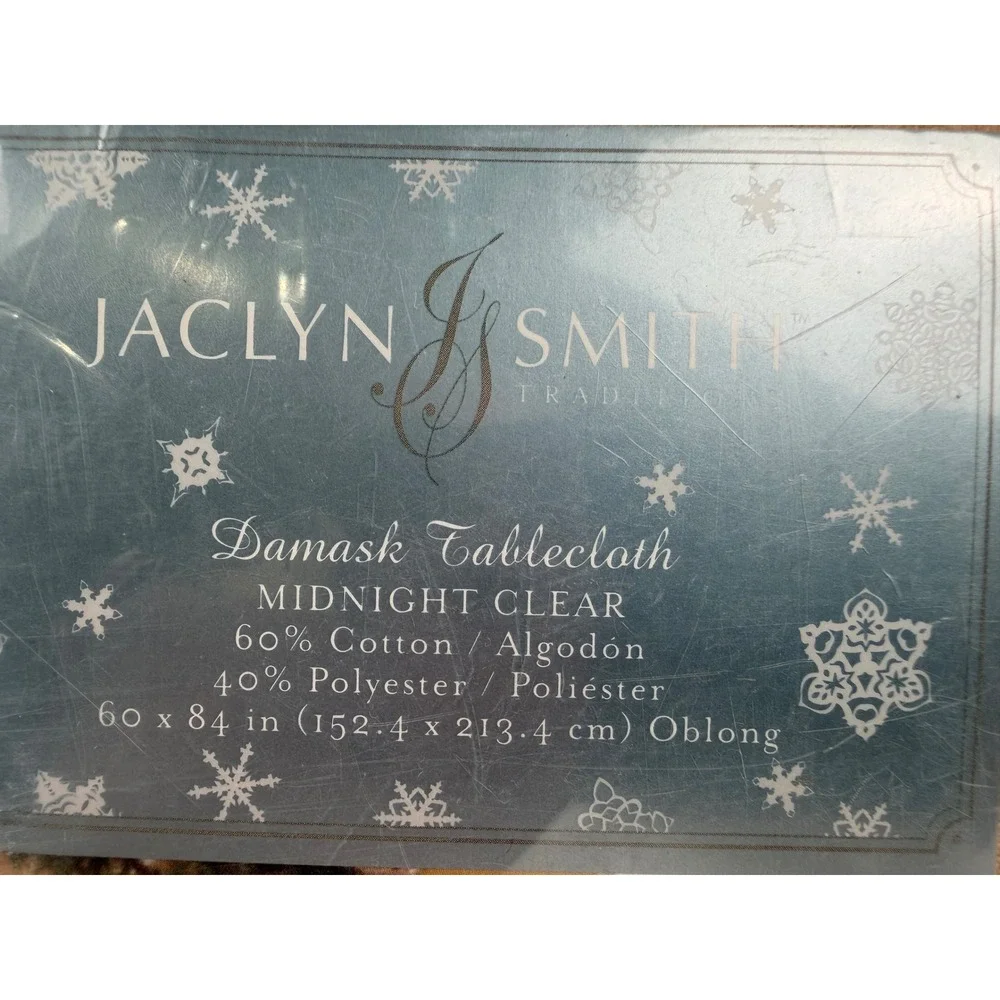 Jaclyn Smith Traditions Gold Damask Tablecloth 60x84 Oblong Midnight Clear NEW